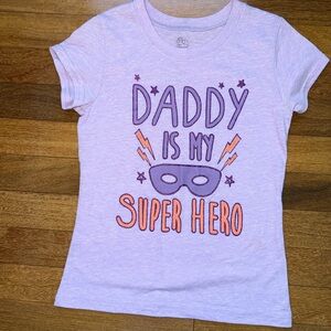 Daddy Is My Superhero Tee - Purple and Orange